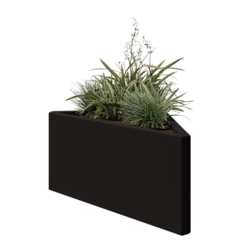 Jardinière en acier - Triangle isocèle - 83,9 x 46,4 x 40 cm - RAL9005 mat (noir) - Sanc plaque de fond