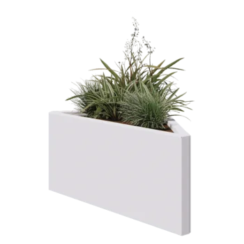 Jardinière en acier - Triangle isocèle - 83,9 x 46,4 x 40 cm - RAL9010 mat (blanc) - Sanc plaque de fond