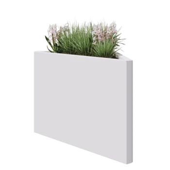 Jardinière en acier - Triangle isocèle - 83,9 x 46,4 x 60 cm - RAL9010 mat (blanc) - Sanc plaque de fond