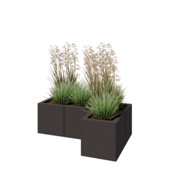 Jardinière en acier - Forme en L - 90 x 60 x 30 cm - Autre couleur RAL - Avec plaque de fond