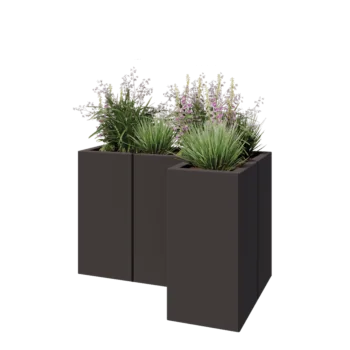 Jardinière en acier - Forme en L - 90 x 60 x 60 cm - RAL7016 mat (gris anthracite) - Sanc plaque de fond
