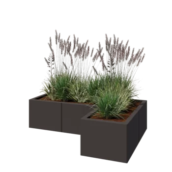Jardinière en acier - Forme en L - 120 x 80 x 30 cm - Autre couleur RAL - Avec plaque de fond
