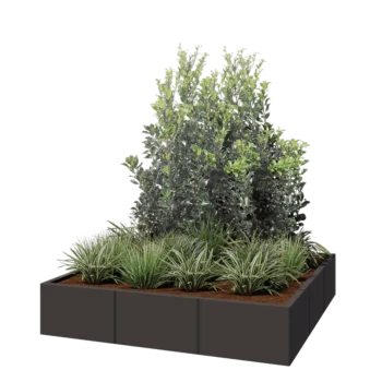 Jardinière XXL en acier - Carré - 150 x 150 x 30 cm - RAL7016 mat (gris anthracite) - Sanc plaque de fond