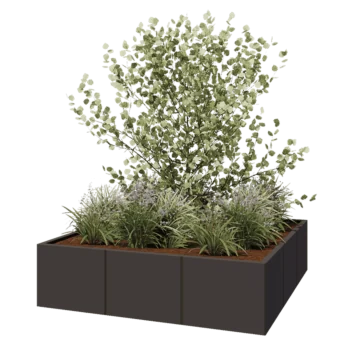 Jardinière XXL en acier - Carré - 150 x 150 x 40 cm - Autre couleur RAL - Sanc plaque de fond