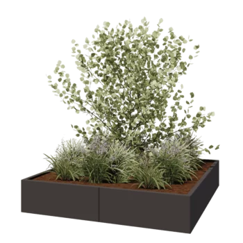 Jardinière XXL en acier - Carré - 160 x 160 x 30 cm - Autre couleur RAL - Sanc plaque de fond