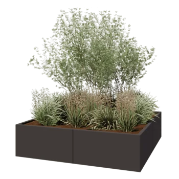 Jardinière XXL en acier - Carré - 160 x 160 x 40 cm - Autre couleur RAL - Sanc plaque de fond