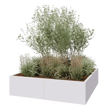 Jardinière XXL en acier - Carré - 160 x 160 x 40 cm - RAL9010 mat (blanc) - Sanc plaque de fond