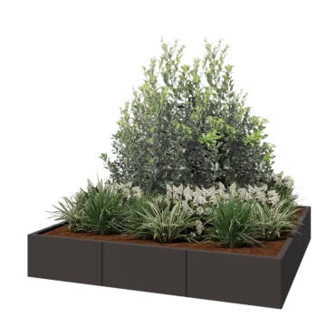 Jardinière XXL en acier - Carré - 180 x 180 x 30 cm - RAL7016 mat (gris anthracite) - Sanc plaque de fond
