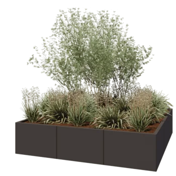 Jardinière XXL en acier - Carré - 180 x 180 x 40 cm - Autre couleur RAL - Sanc plaque de fond