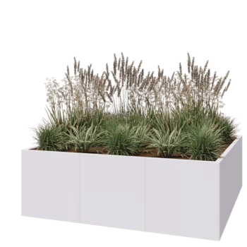 Jardinière XXL en acier - Carré - 180 x 180 x 60 cm - RAL9010 mat (blanc) - Sanc plaque de fond