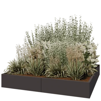 Jardinière XXL en acier - Carré - 200 x 200 x 30 cm - RAL7016 mat (gris anthracite) - Sanc plaque de fond