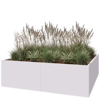 Jardinière XXL en acier - Carré - 200 x 200 x 60 cm - RAL9010 mat (blanc) - Sanc plaque de fond