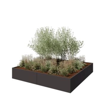 Jardinière XXL en acier - Carré - 240 x 240 x 40 cm - RAL7016 mat (gris anthracite) - Sanc plaque de fond
