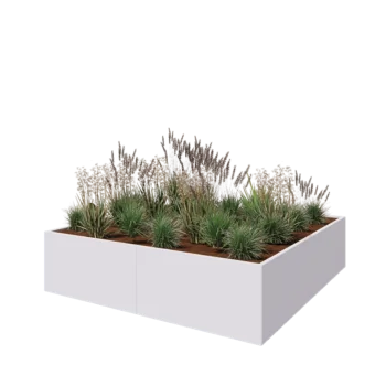 Jardinière XXL en acier - Carré - 240 x 240 x 60 cm - RAL9010 mat (blanc) - Sanc plaque de fond