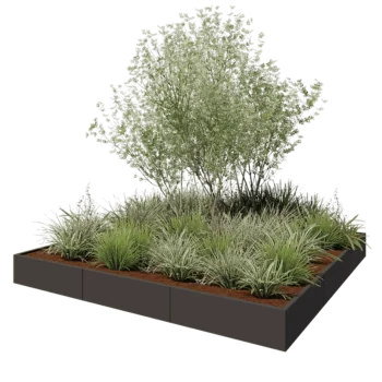 Jardinière XXL en acier - Carré - 300 x 300 x 30 cm - RAL7016 mat (gris anthracite) - Sanc plaque de fond
