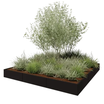 Jardinière XXL en acier - Carré - 300 x 300 x 30 cm - RAL9005 mat (noir) - Sanc plaque de fond