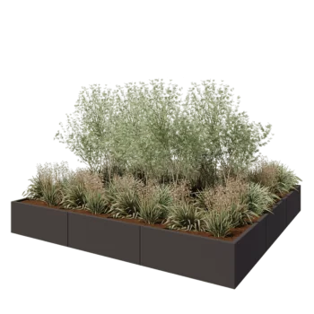 Jardinière XXL en acier - Carré - 300 x 300 x 40 cm - Autre couleur RAL - Sanc plaque de fond