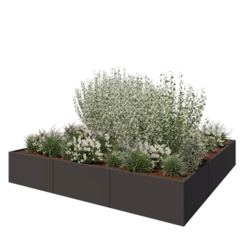 Jardinière XXL en acier - Carré - 300 x 300 x 50 cm - RAL7016 mat (gris anthracite) - Sanc plaque de fond