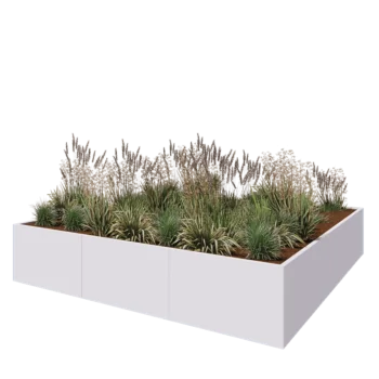 Jardinière XXL en acier - Carré - 300 x 300 x 60 cm - RAL9010 mat (blanc) - Sanc plaque de fond