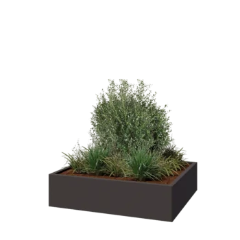 Jardinière en acier - Rectangle - 120 x 100 x 30 cm - RAL7016 mat (gris anthracite) - Avec plaque de fond