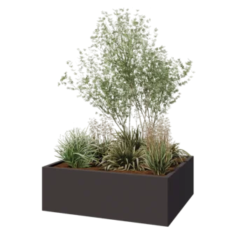 Jardinière en acier - Rectangle - 120 x 100 x 40 cm - RAL7016 mat (gris anthracite) - Avec plaque de fond