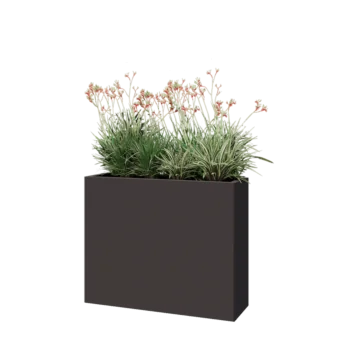 Jardinière en acier - Rectangle - 100 x 30 x 80 cm - RAL7016 mat (gris anthracite) - Sanc plaque de fond