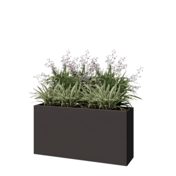 Jardinière en acier - Rectangle - 120 x 30 x 60 cm - RAL7016 mat (gris anthracite) - Avec plaque de fond