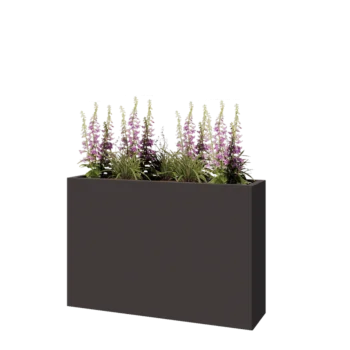 Jardinière en acier - Rectangle - 120 x 30 x 80 cm - RAL7016 mat (gris anthracite) - Avec plaque de fond