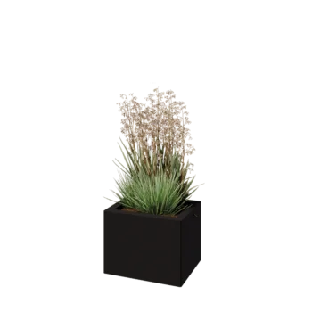 Jardinière en acier - Rectangle - 40 x 30 x 30 cm - RAL9005 mat (noir) - Avec plaque de fond