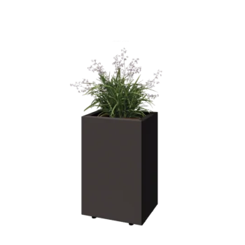 Jardinière en acier - Rectangle - 40 x 30 x 60 cm - RAL7016 mat (gris anthracite) - Avec plaque de fond - Avec pieds