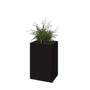 Jardinière en acier - Rectangle - 40 x 30 x 60 cm - RAL9005 mat (noir) - Avec plaque de fond