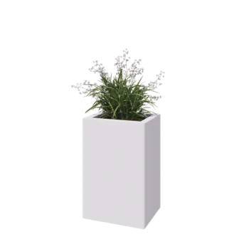 Jardinière en acier - Rectangle - 40 x 30 x 60 cm - RAL9010 mat (blanc) - Avec plaque de fond
