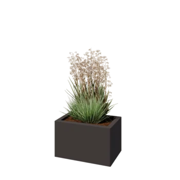 Jardinière en acier - Rectangle - 50 x 30 x 30 cm - RAL7016 mat (gris anthracite) - Avec plaque de fond