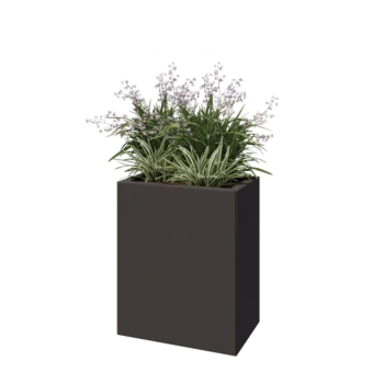 Jardinière en acier - Rectangle - 50 x 30 x 60 cm - RAL7016 mat (gris anthracite) - Avec plaque de fond