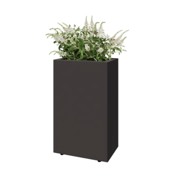 Jardinière en acier - Rectangle - 50 x 30 x 80 cm - Autre couleur RAL - Avec plaque de fond - Avec pieds