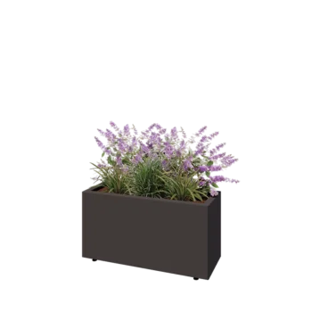 Jardinière en acier - Rectangle - 80 x 30 x 40 cm - Autre couleur RAL - Avec plaque de fond - Avec pieds
