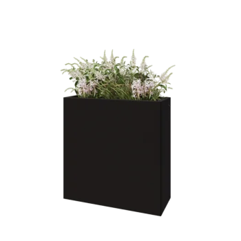 Jardinière en acier - Rectangle - 80 x 30 x 80 cm - RAL9005 mat (noir) - Avec plaque de fond