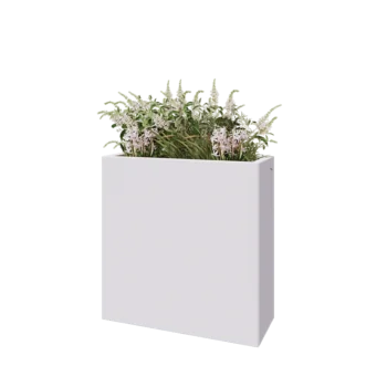 Jardinière en acier - Rectangle - 80 x 30 x 80 cm - RAL9010 mat (blanc) - Avec plaque de fond