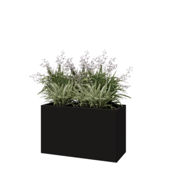 Jardinière en acier - Rectangle - 100 x 40 x 60 cm - RAL9005 mat (noir) - Avec plaque de fond