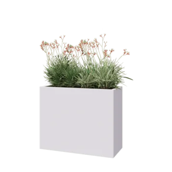 Jardinière en acier - Rectangle - 100 x 40 x 80 cm - RAL9010 mat (blanc) - Sanc plaque de fond