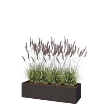 Jardinière en acier - Rectangle - 120 x 40 x 30 cm - RAL7016 mat (gris anthracite) - Avec plaque de fond