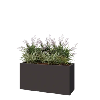 Jardinière en acier - Rectangle - 120 x 40 x 60 cm - RAL7016 mat (gris anthracite) - Sanc plaque de fond