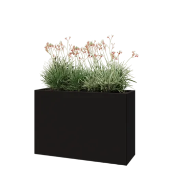 Jardinière en acier - Rectangle - 120 x 40 x 80 cm - RAL9005 mat (noir) - Avec plaque de fond