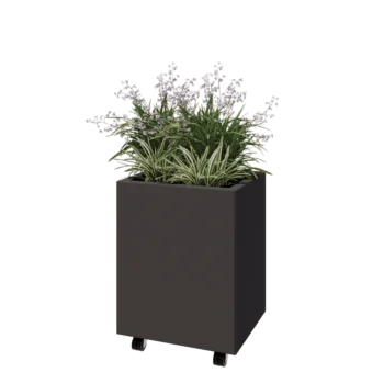 Jardinière en acier - Rectangle - 50 x 40 x 60 cm - Autre couleur RAL - Avec plaque de fond - Avec roulettes