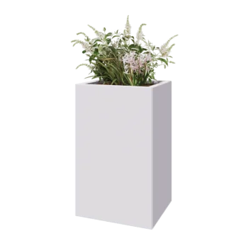 Jardinière en acier - Rectangle - 50 x 40 x 80 cm - RAL9010 mat (blanc) - Avec plaque de fond