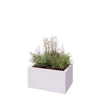 Jardinière en acier - Rectangle - 60 x 40 x 30 cm - RAL9010 mat (blanc) - Avec plaque de fond