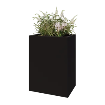 Jardinière en acier - Rectangle - 60 x 40 x 80 cm - RAL9005 mat (noir) - Avec plaque de fond