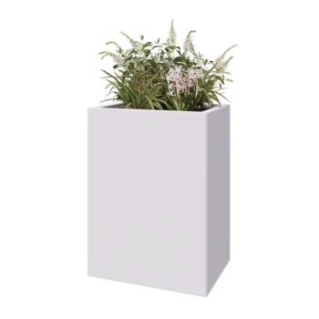 Jardinière en acier - Rectangle - 60 x 40 x 80 cm - RAL9010 mat (blanc) - Avec plaque de fond