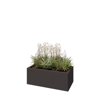 Jardinière en acier - Rectangle - 80 x 40 x 30 cm - RAL7016 mat (gris anthracite) - Sanc plaque de fond