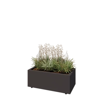 Jardinière en acier - Rectangle - 80 x 40 x 30 cm - Autre couleur RAL - Avec plaque de fond - Avec pieds